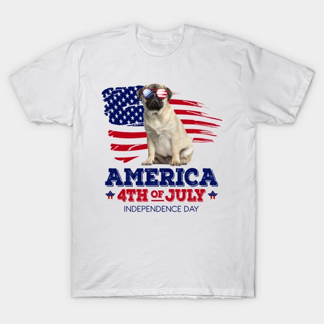 Pug Flag USA - America 4th Of July Independence Day T-Shirt by bunnierosoff21835